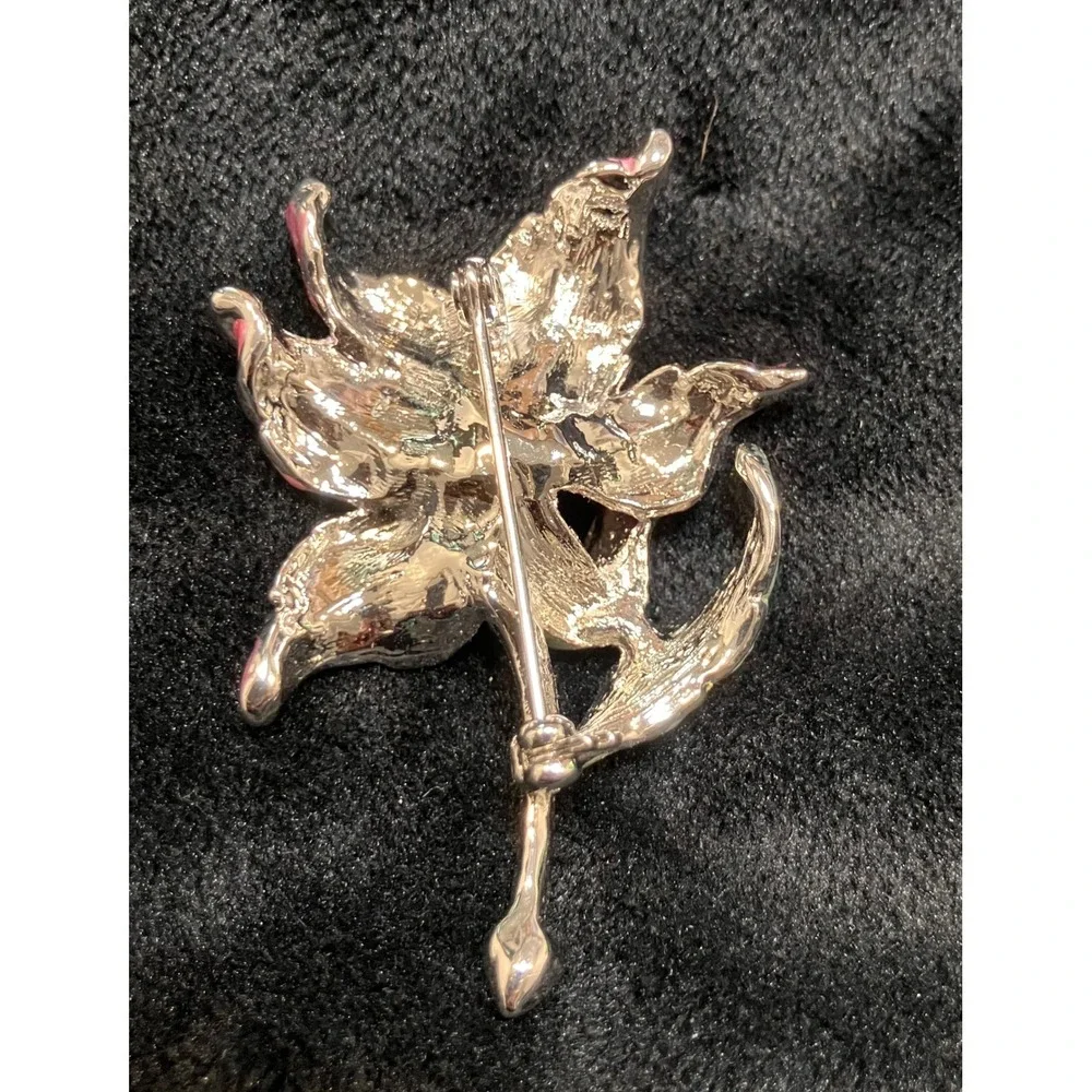 Floral Brooch Lot Women Multicolor Enamel Rhinestone Crystal 5pc